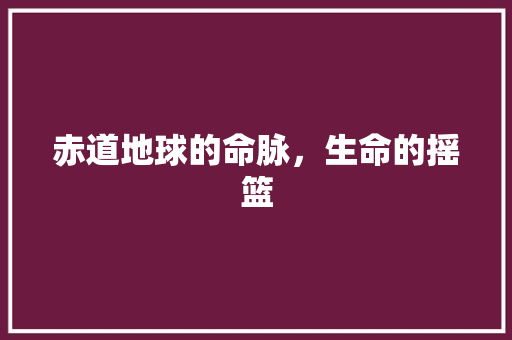 赤道地球的命脉，生命的摇篮