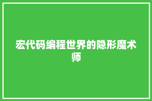宏代码编程世界的隐形魔术师