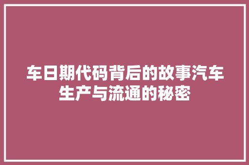 车日期代码背后的故事汽车生产与流通的秘密