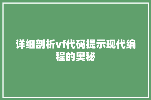 详细剖析vf代码提示现代编程的奥秘