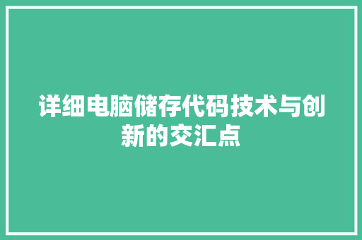 详细电脑储存代码技术与创新的交汇点