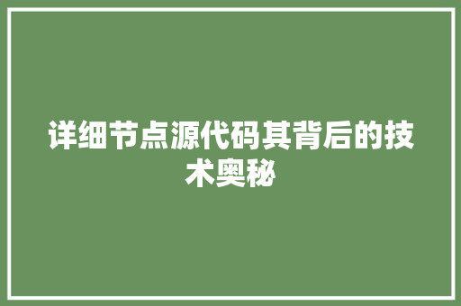 详细节点源代码其背后的技术奥秘
