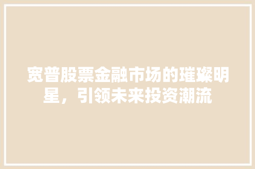 宽普股票金融市场的璀璨明星，引领未来投资潮流