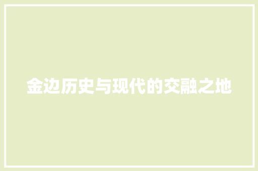 金边历史与现代的交融之地