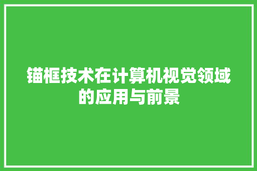 锚框技术在计算机视觉领域的应用与前景