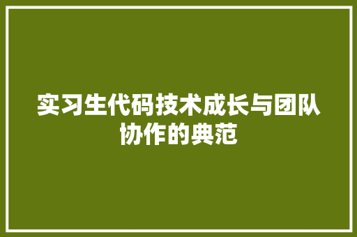 实习生代码技术成长与团队协作的典范