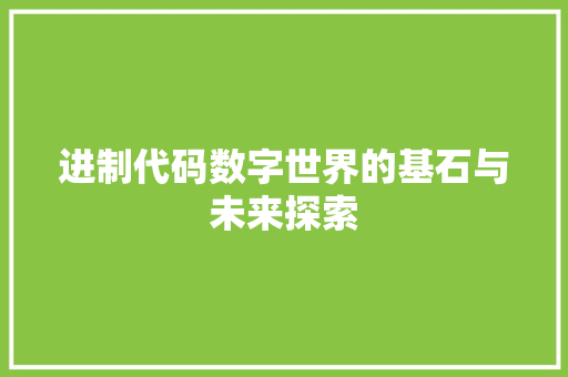 进制代码数字世界的基石与未来探索