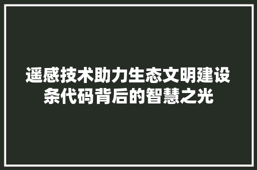 遥感技术助力生态文明建设条代码背后的智慧之光