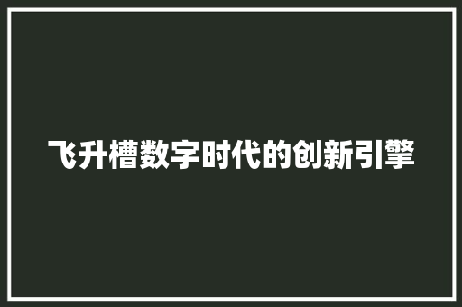 飞升槽数字时代的创新引擎