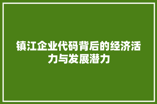镇江企业代码背后的经济活力与发展潜力