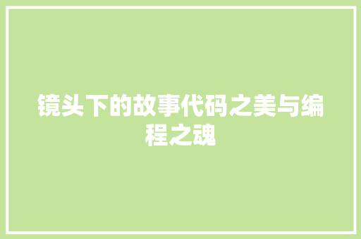 镜头下的故事代码之美与编程之魂