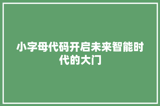 小字母代码开启未来智能时代的大门
