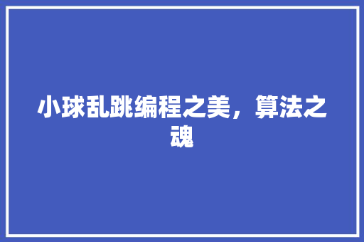 小球乱跳编程之美，算法之魂