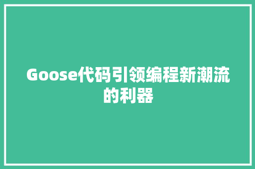 Goose代码引领编程新潮流的利器
