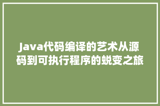 Java代码编译的艺术从源码到可执行程序的蜕变之旅