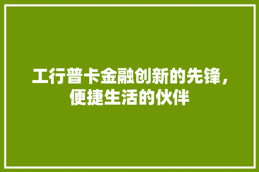 工行普卡金融创新的先锋，便捷生活的伙伴