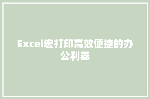 Excel宏打印高效便捷的办公利器