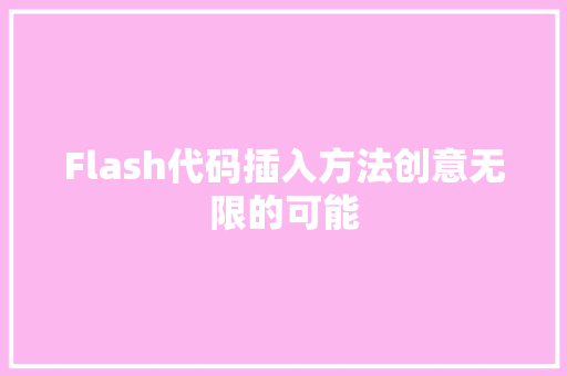 Flash代码插入方法创意无限的可能