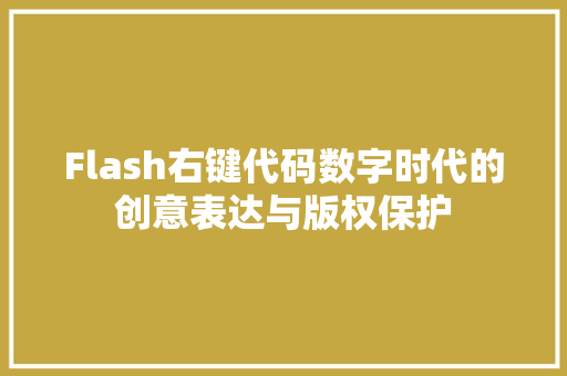 Flash右键代码数字时代的创意表达与版权保护