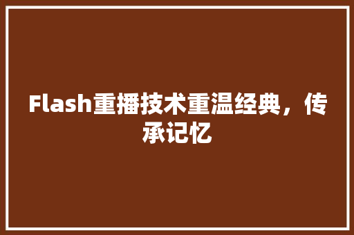 Flash重播技术重温经典，传承记忆  第1张