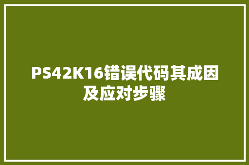 PS42K16错误代码其成因及应对步骤