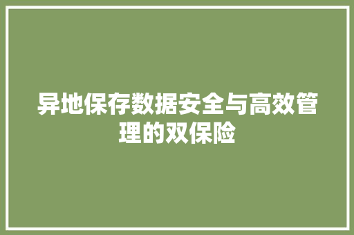异地保存数据安全与高效管理的双保险  第1张