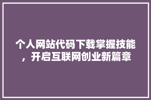 个人网站代码下载掌握技能，开启互联网创业新篇章