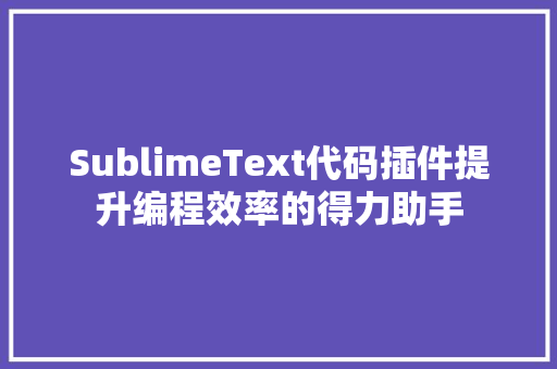SublimeText代码插件提升编程效率的得力助手