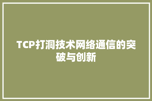 TCP打洞技术网络通信的突破与创新