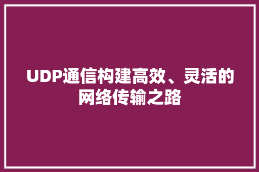 UDP通信构建高效、灵活的网络传输之路