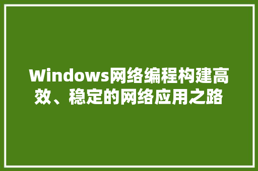 Windows网络编程构建高效、稳定的网络应用之路