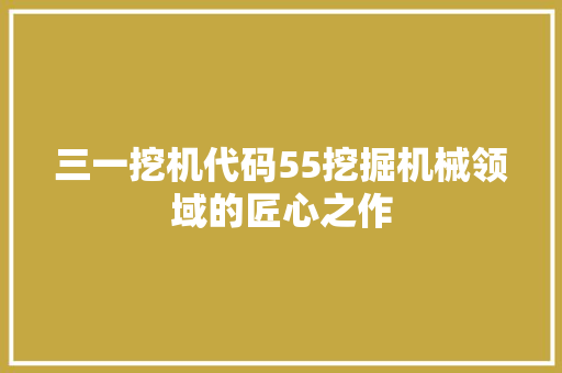 三一挖机代码55挖掘机械领域的匠心之作