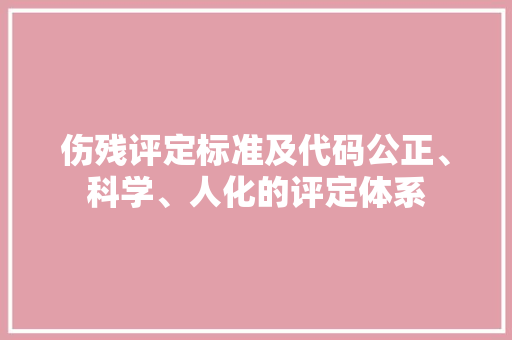 伤残评定标准及代码公正、科学、人化的评定体系