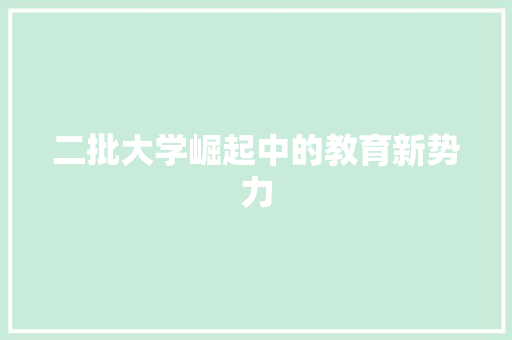 二批大学崛起中的教育新势力