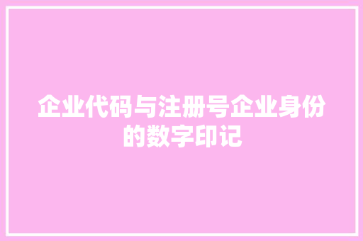 企业代码与注册号企业身份的数字印记