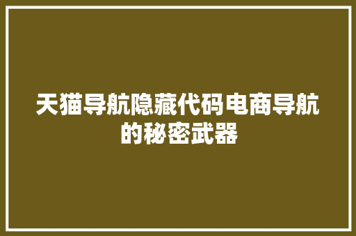 天猫导航隐藏代码电商导航的秘密武器