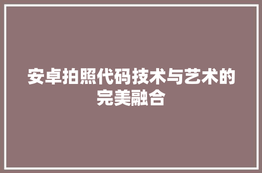 安卓拍照代码技术与艺术的完美融合