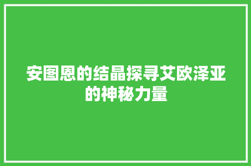 安图恩的结晶探寻艾欧泽亚的神秘力量