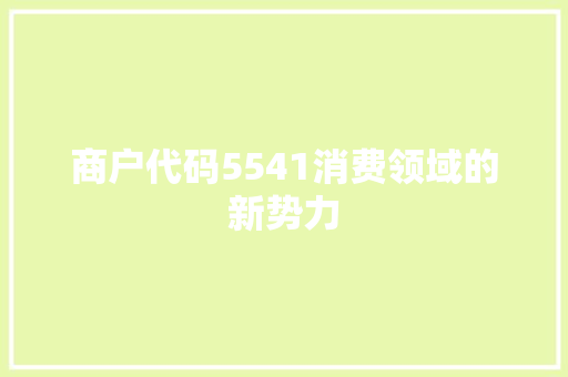 商户代码5541消费领域的新势力