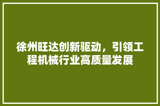 徐州旺达创新驱动，引领工程机械行业高质量发展