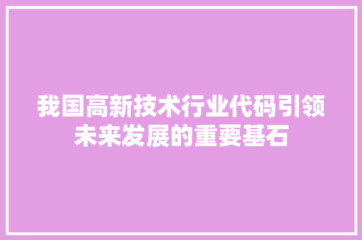 我国高新技术行业代码引领未来发展的重要基石