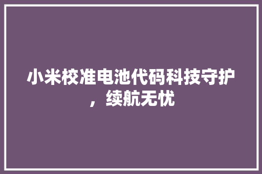 小米校准电池代码科技守护，续航无忧