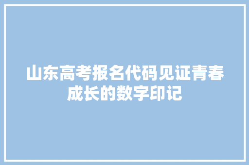山东高考报名代码见证青春成长的数字印记