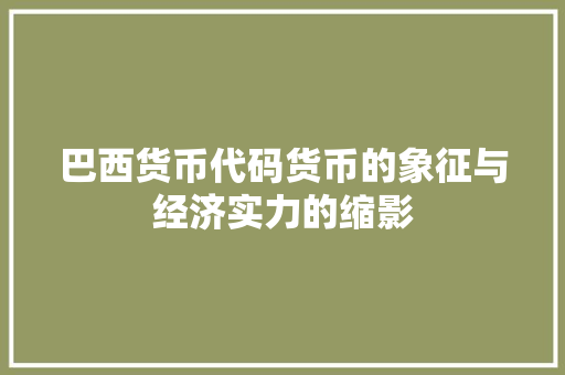 巴西货币代码货币的象征与经济实力的缩影