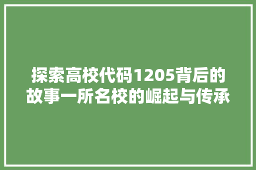 探索高校代码1205背后的故事一所名校的崛起与传承