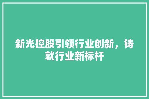 新光控股引领行业创新，铸就行业新标杆