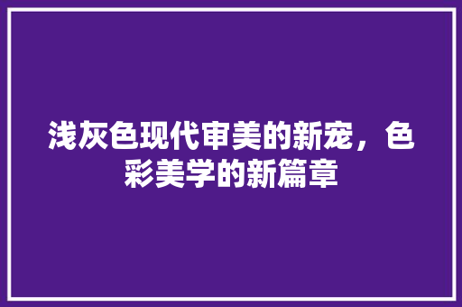 浅灰色现代审美的新宠，色彩美学的新篇章