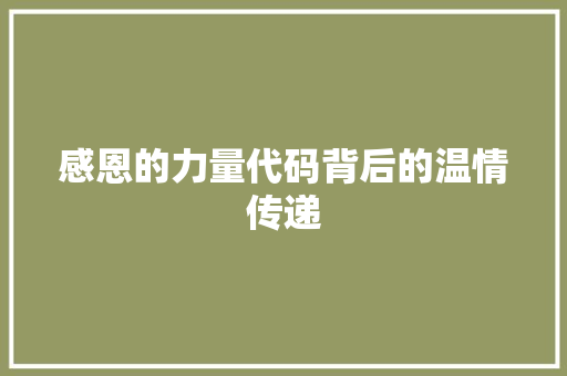 感恩的力量代码背后的温情传递
