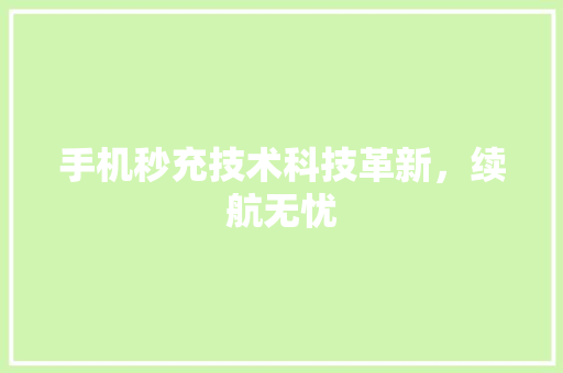 手机秒充技术科技革新，续航无忧