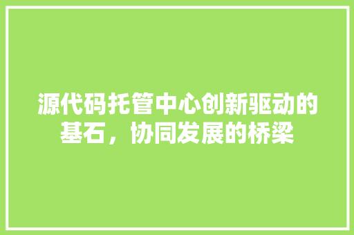 源代码托管中心创新驱动的基石，协同发展的桥梁